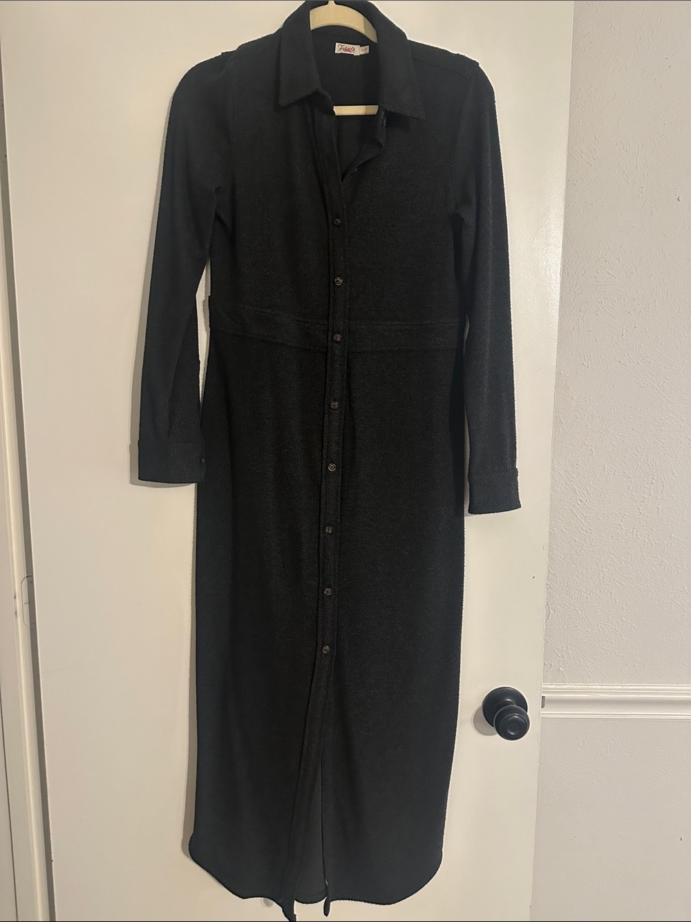 Faherty Women’s Black Long Sleeve Button-Front Shirt Dress